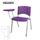 Cadeira Universitária Plástica Roxa Base Prata Prancheta Plástica - ULTRA Móveis