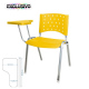 Cadeira Universitária Plástica Amarela Base Prata 5 Unidades Prancheta Plástica - ULTRA Móveis