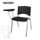Cadeira Universitária Plástica Preta Base Prata 5 Unidades Prancheta Plástica - ULTRA Móveis