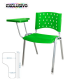 Cadeira Universitária Plástica Verde Base Prata 10 Unidades Prancheta Plástica - ULTRA Móveis
