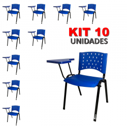 Cadeira Universitária Plástica Azul 10 Unidades Prancheta Plástica - ULTRA Móveis
