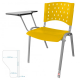 Cadeira Universitária Plástica Amarela Base Prata - ULTRA Móveis