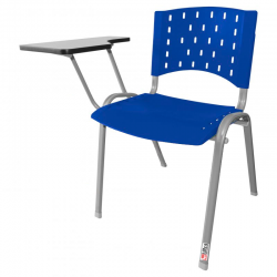 Cadeira Universitária Plástica Azul Base Prata - ULTRA Móveis