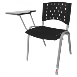 Cadeira Universitária Plástica Preta Base Prata - ULTRA Móveis