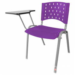 Cadeira Universitária Plástica Roxa Base Prata - ULTRA Móveis