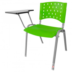 Cadeira Universitária Plástica Verde Base Prata - ULTRA Móveis