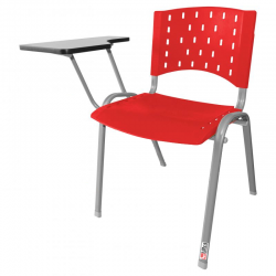 Cadeira Universitária Plástica Vermelha Base Prata - ULTRA Móveis