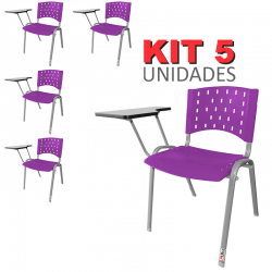 Cadeira Universitária Plástica Roxa Base Prata 5 Unidades - ULTRA Móveis