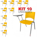 Cadeira Universitária Plástica Amarela Base Prata 10 Unidades - ULTRA Móveis