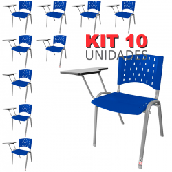 Cadeira Universitária Plástica Azul Base Prata 10 Unidades - ULTRA Móveis