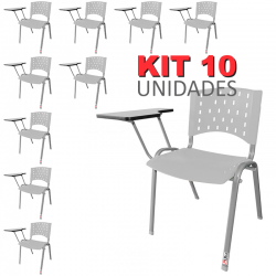 Cadeira Universitária Plástica Branca Base Prata 10 Unidades - ULTRA Móveis