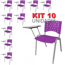 Cadeira Universitária Plástica Roxa Base Prata 10 Unidades - ULTRA Móveis