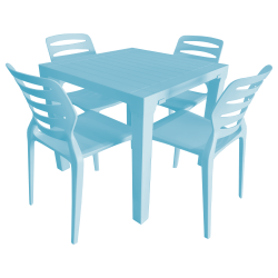 Kit Mesa e Cadeiras Ultra Design - Azul Celeste