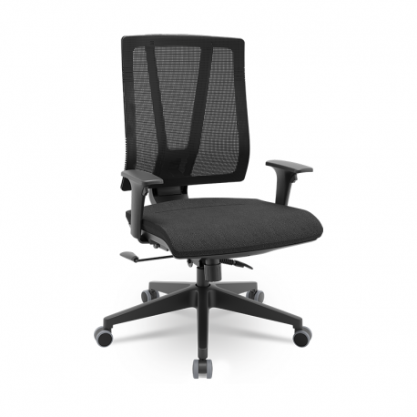 CADEIRA TWISTER COM RELAX SYSTEM BASE DIRETOR PIRAMIDAL ASSENTO PRETO TELA PRETA