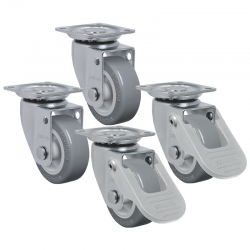 KIT Rodízio 2 Polegadas GLAP 210 Cinza 40kg