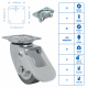 KIT Rodízio 2 Polegadas GLAP 210 Cinza 40kg