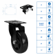 KIT Rodízio 3 Polegadas GLA 312 Onix Preto 70kg