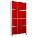 Roupeiro de Aço 12 Portas Cinza Com Vermelho - ULTRA Móveis