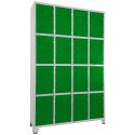 Roupeiro de Aço 16 Portas Cinza Com Verde - ULTRA Móveis