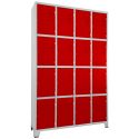 Roupeiro de Aço 16 Portas Cinza Com Vermelho - ULTRA Móveis