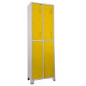 Roupeiro de Aço 4 Portas Grandes Cinza Com Amarelo - ULTRA Móveis