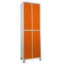 Roupeiro de Aço 4 Portas Grandes Cinza Com Laranja - ULTRA Móveis
