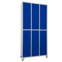 Roupeiro de Aço 6 Portas Grandes Cinza Com Azul - ULTRA Móveis