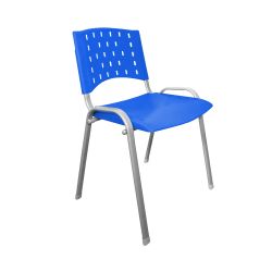 CADEIRA EMPILHÁVEL SINGOLARE PRATA ASSENTO ENCOSTO PLÁSTICO AZUL