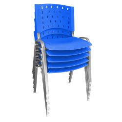 Cadeira Empilhável Ergoplax Azul Bic - Kit com 05 unidades