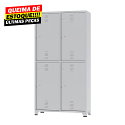 Roupeiro de Aço 4 Portas Grandes Insalubre NR24 Cinza - ULTRA Móveis