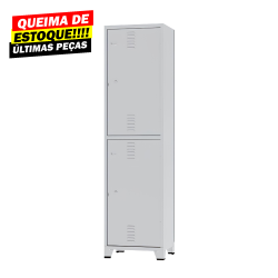 Roupeiro de Aço 2 Portas Grandes Insalubre NR24 Cinza - ULTRA Móveis