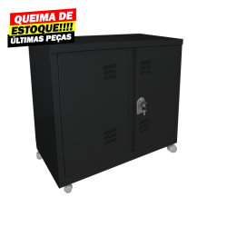 Armário de Aço Médio Cinza Com Preto - ULTRA Móveis - HOME OFFICE