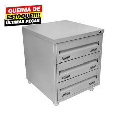 Arquivo de Aço Volante 3 Gavetas em Chapa 26 W3 Cinza - ULTRA Móveis
