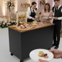 BALCÃO GOURMET PETISCO APERITIVO PORTÁTIL - PRETO E AMADEIRADO