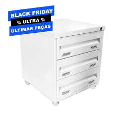 Arquivo de Aço Volante 3 Gavetas em Chapa 26 W3 Branco - ULTRA Móveis