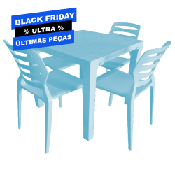 Kit Mesa e Cadeiras Ultra Design - Azul Celeste