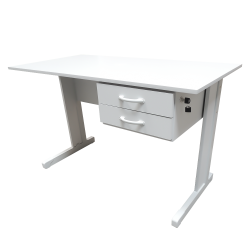 Mesa de 120cm Platina com 2 Gavetas Home Office - ULTRA Móveis