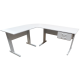 Mesa em L Platina com 2 Gavetas Home Office - ULTRA Móveis