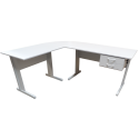 Mesa em L Platina com 2 Gavetas Home Office - ULTRA Móveis