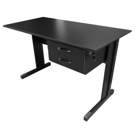 Mesa Para Escritório Com Complemento Preta Standard