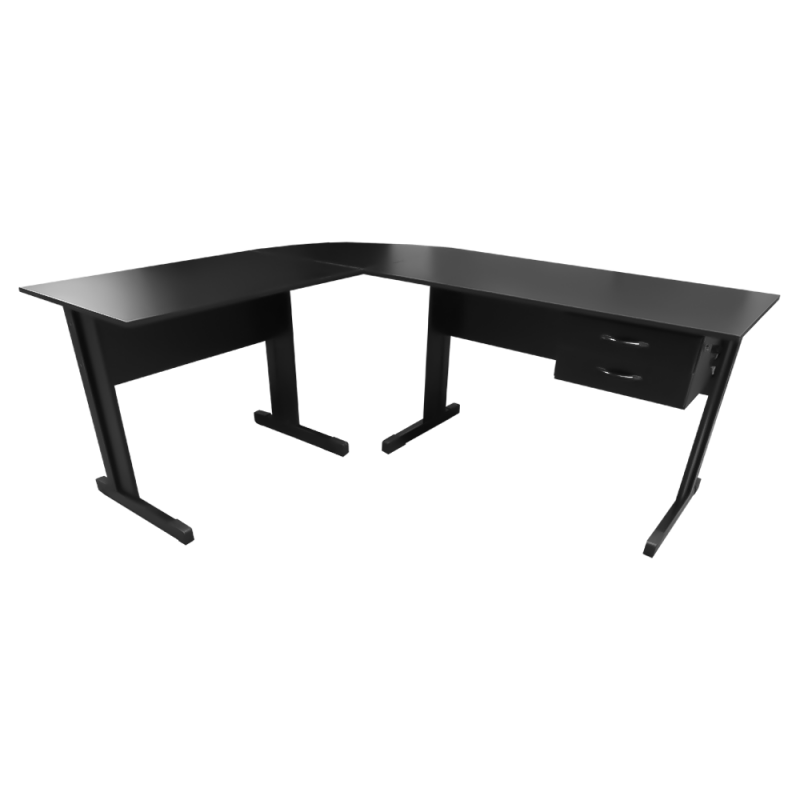 Mesa Para Escritório Com Complemento Preta Standard