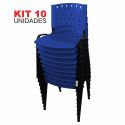 Cadeira Empilhável Plástica Azul 10 Unidades - ULTRA Móveis