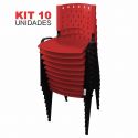 Cadeira Empilhável Plástica Vermelha 10 Unidades - ULTRA Móveis