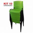 Cadeira Empilhável Plástica Verde 10 Unidades - ULTRA Móveis
