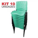 Cadeira Empilhável Plástica Acquamarine Anatômica 10 Unidades - ULTRA Móveis