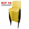 Cadeira Empilhável Plástica Amarela Anatômica 10 Unidades - ULTRA Móveis