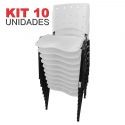 Cadeira Empilhável Plástica Branca Anatômica 10 Unidades - ULTRA Móveis