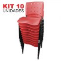 Cadeira Empilhável Plástica Cereja Anatômica 10 Unidades - ULTRA Móveis