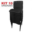 Cadeira Empilhável Plástica Preta Anatômica 10 Unidades - ULTRA Móveis