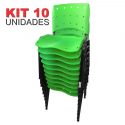 Cadeira Empilhável Plástica Verde Anatômica 10 Unidades - ULTRA Móveis